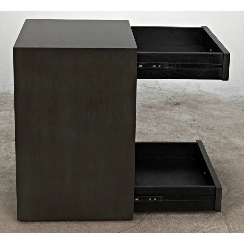Noir Sumiko Black Wood Side Table