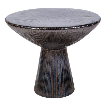 Sunburst Ceramic Round Patio Accent Table
