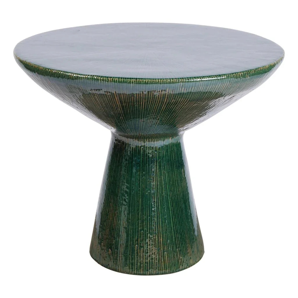 Sunburst Ceramic Round Patio Accent Table