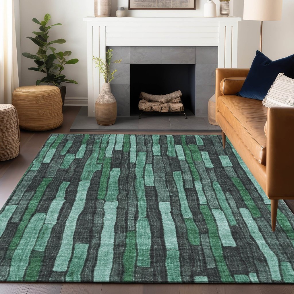 LOOMLAN Rugs Sundal Green Washable Indoor-Outdoor Rug