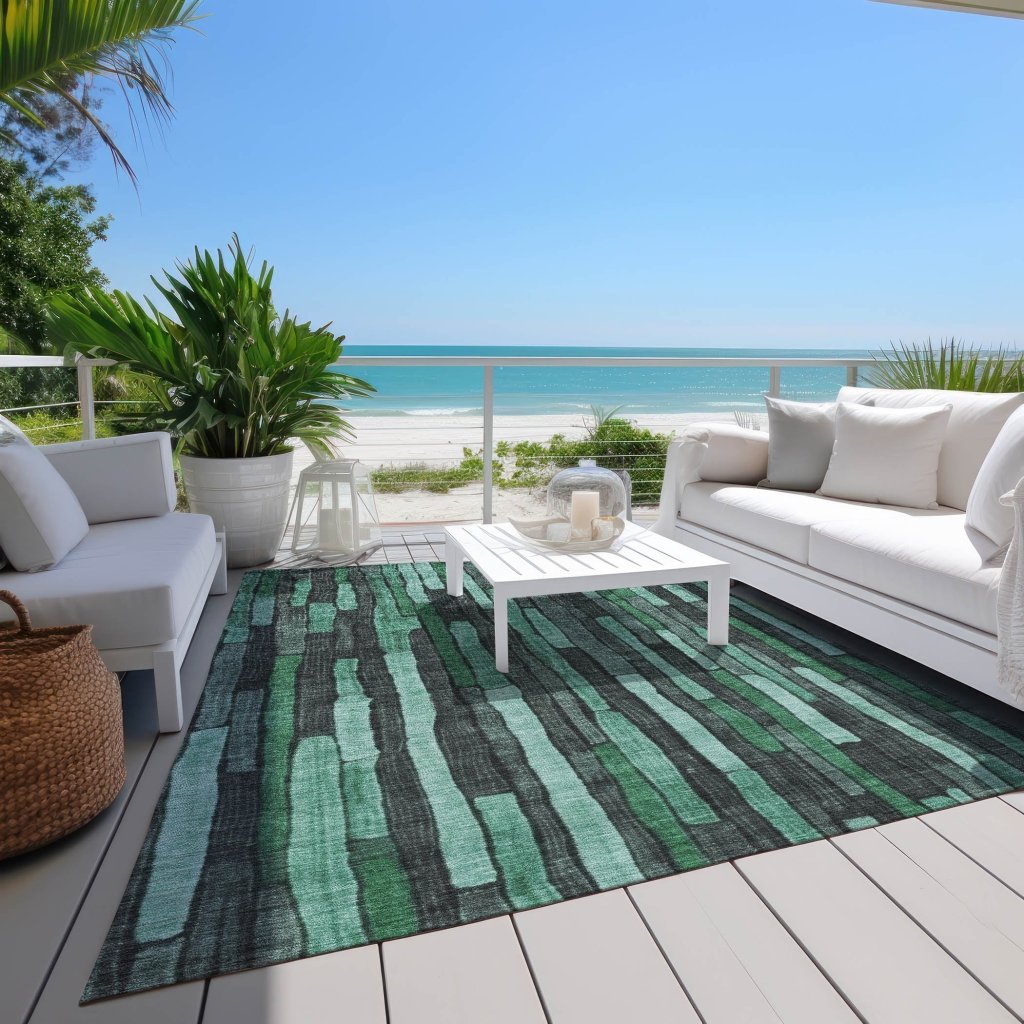 LOOMLAN Rugs Sundal Green Washable Indoor-Outdoor Rug