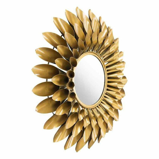 Sunflower Round Mirror Gold - Sideboards and Things Color_Gold, Depth_0-10, Features_Handmade, Finish_Powder Coated, Height_30-40, Materials_Glass, Materials_Metal, Materials_Wood, Metal Type_Iron, Orientation_Vertical, Product Type_Wall Mirror, Width_30-40, Wood Species_MDF