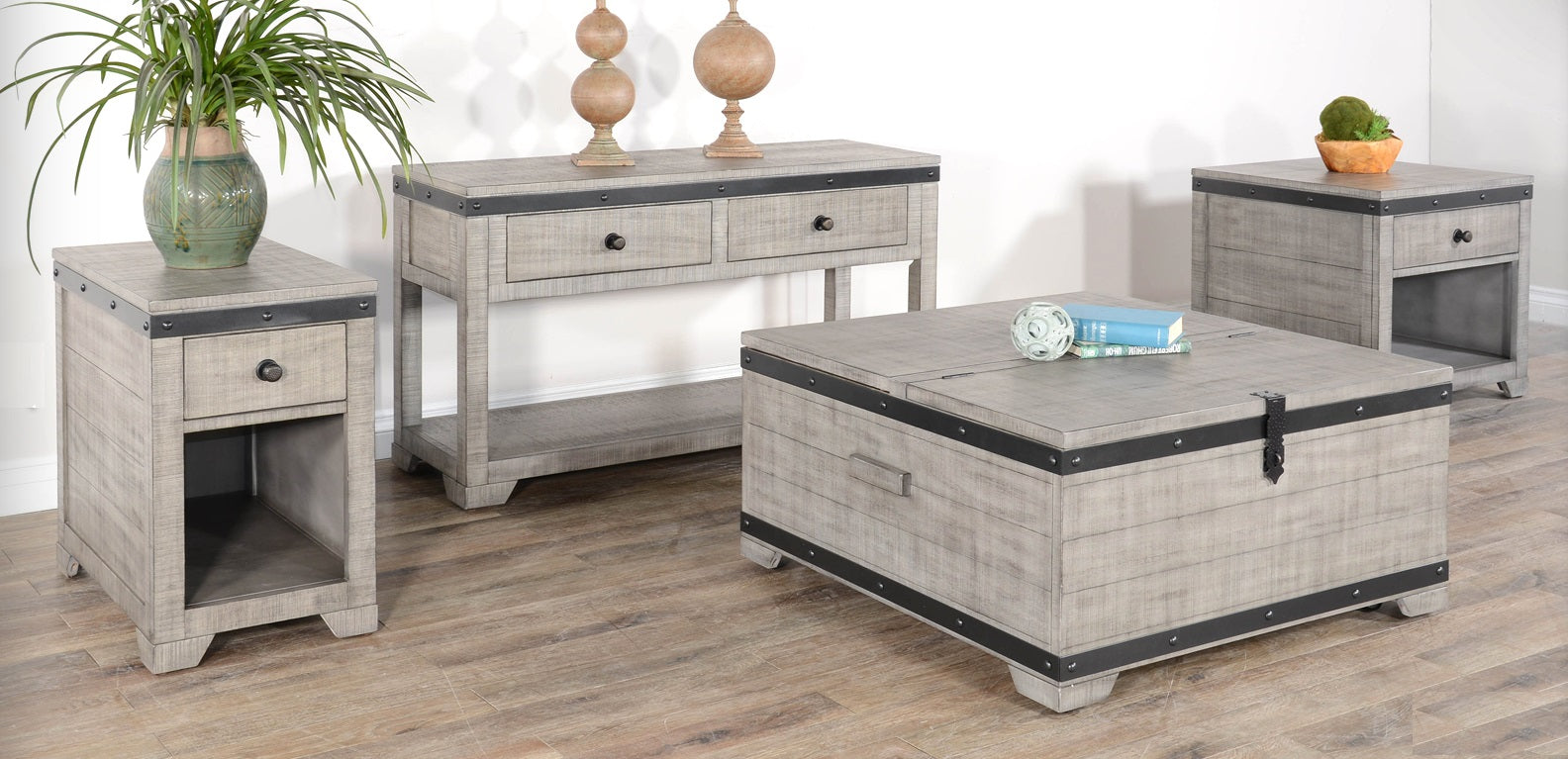 Sunny D Alpine Two Drawers Wood Console Table