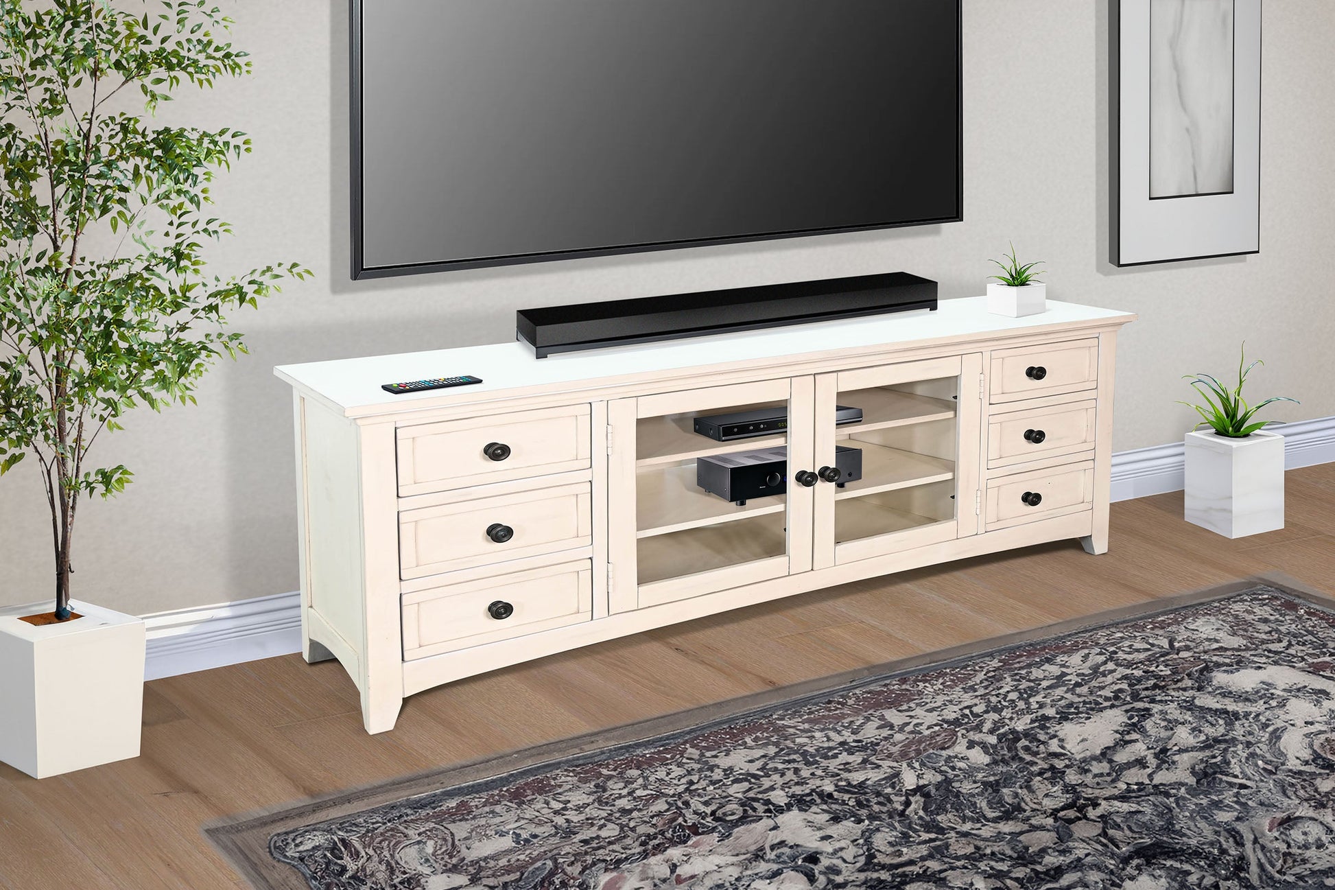 Sunny D Baycrest Six Drawers Wood Media Console