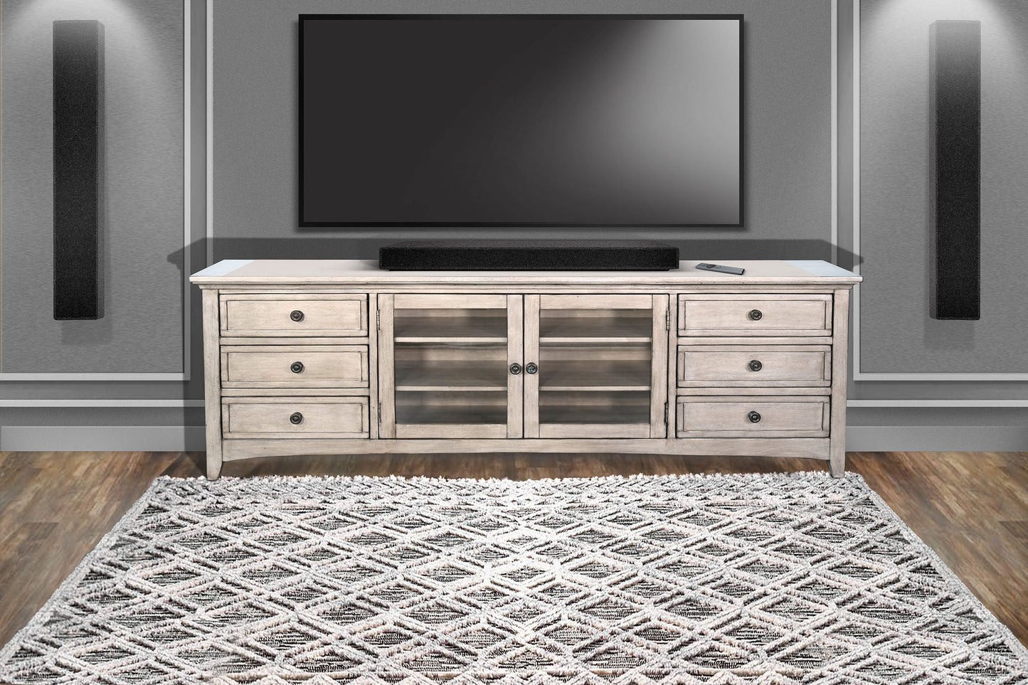 Sunny D Baycrest Six Drawers Wood Media Console