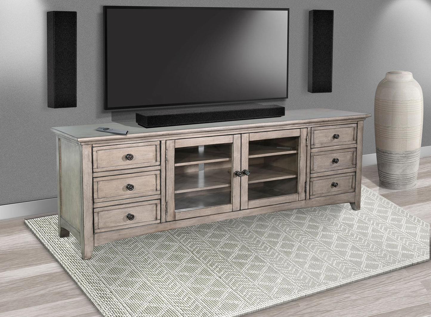 Sunny D Baycrest Six Drawers Wood Media Console
