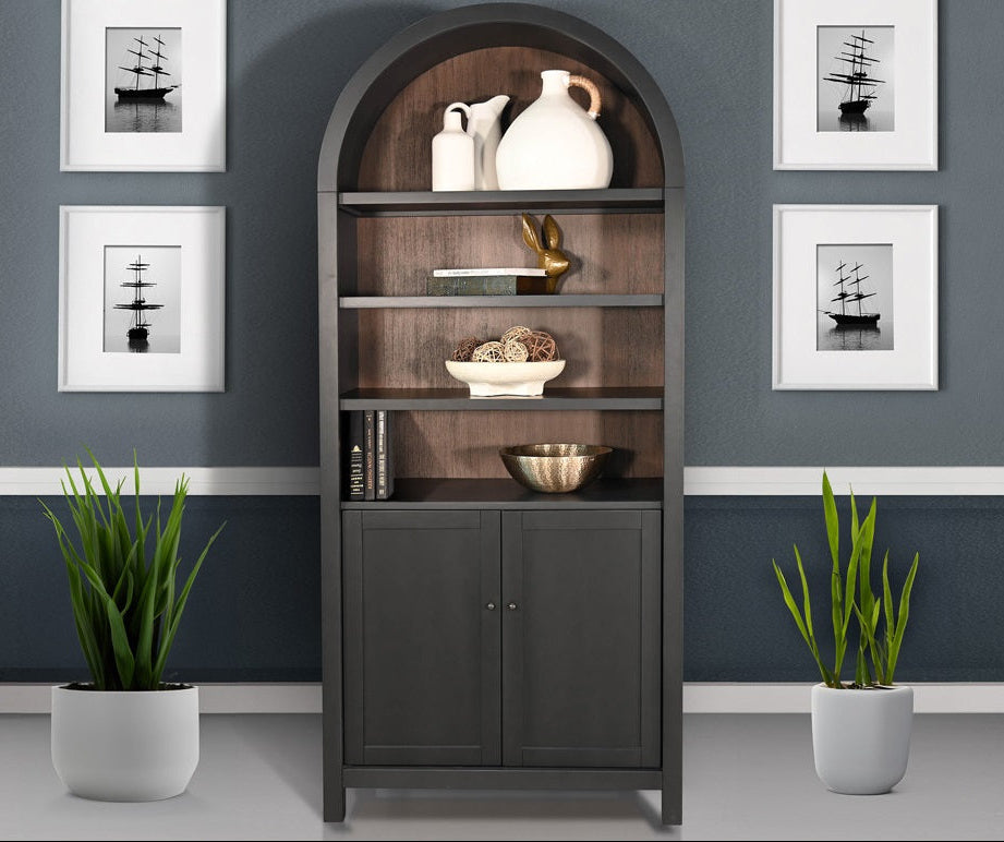 Crescent Hill Arched Two Doors Wooden Display Cabinet