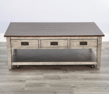 Sunny D Homestead Hills Three Drawers Wood Coffee Table