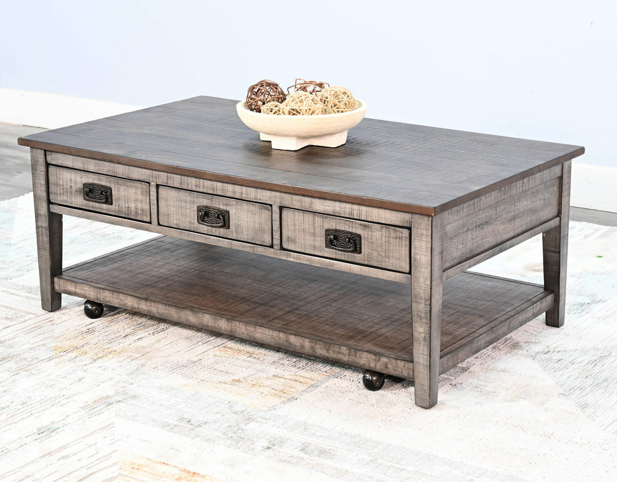 Sunny D Homestead Hills Three Drawers Wood Coffee Table