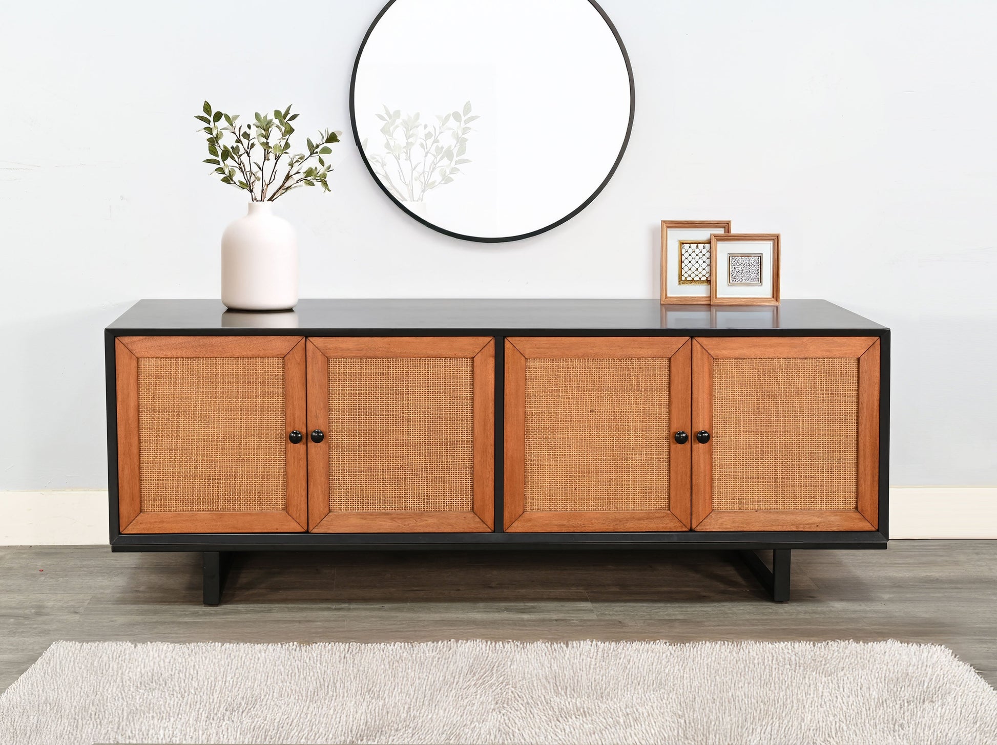 Sunny D Langford Four Doors Black Sideboard