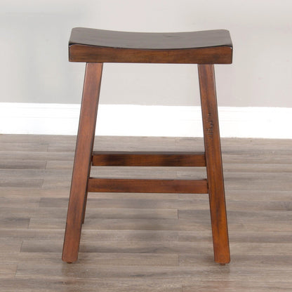 Sunny D Marina Saddle Seat Wooden Counter Stool 2PC