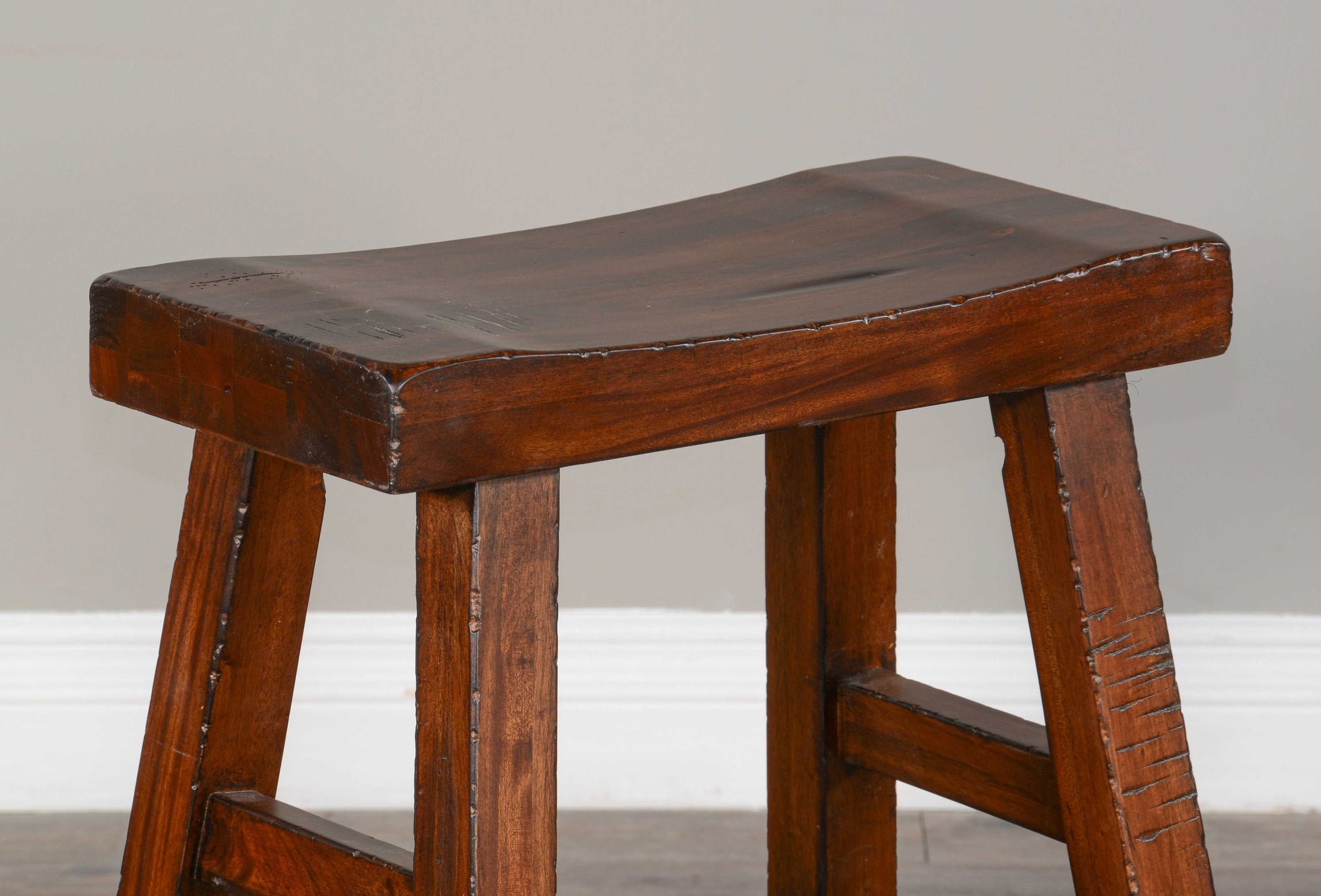 Sunny D Marina Saddle Seat Wooden Counter Stool 2PC