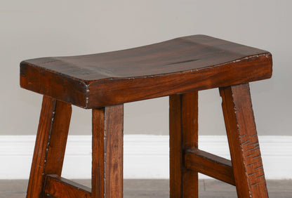 Sunny D Marina Saddle Seat Wooden Counter Stool 2PC