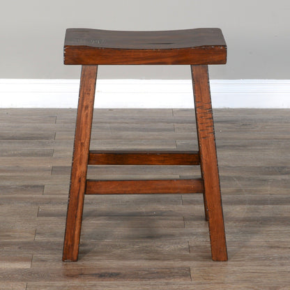 Sunny D Marina Saddle Seat Wooden Counter Stool 2PC