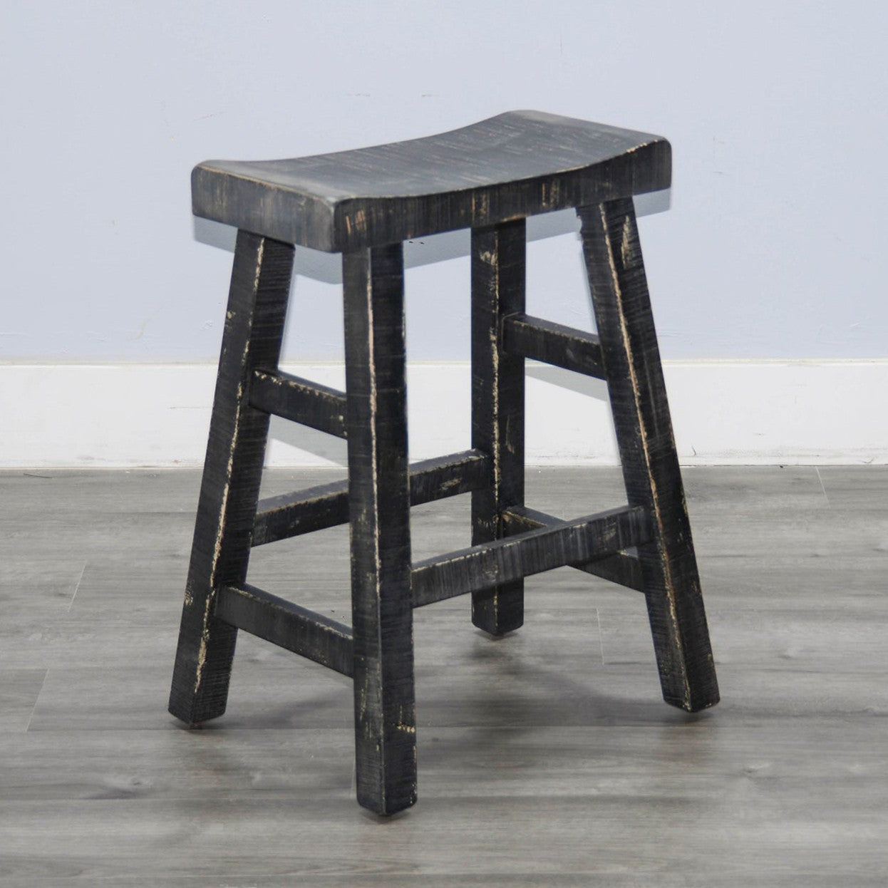 Sunny D Marina Saddle Seat Wooden Counter Stool 2PC