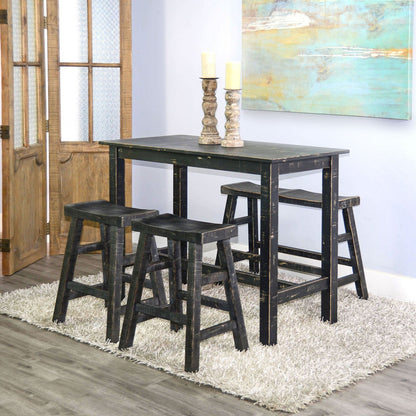 Sunny D Marina Saddle Seat Wooden Counter Stool 2PC