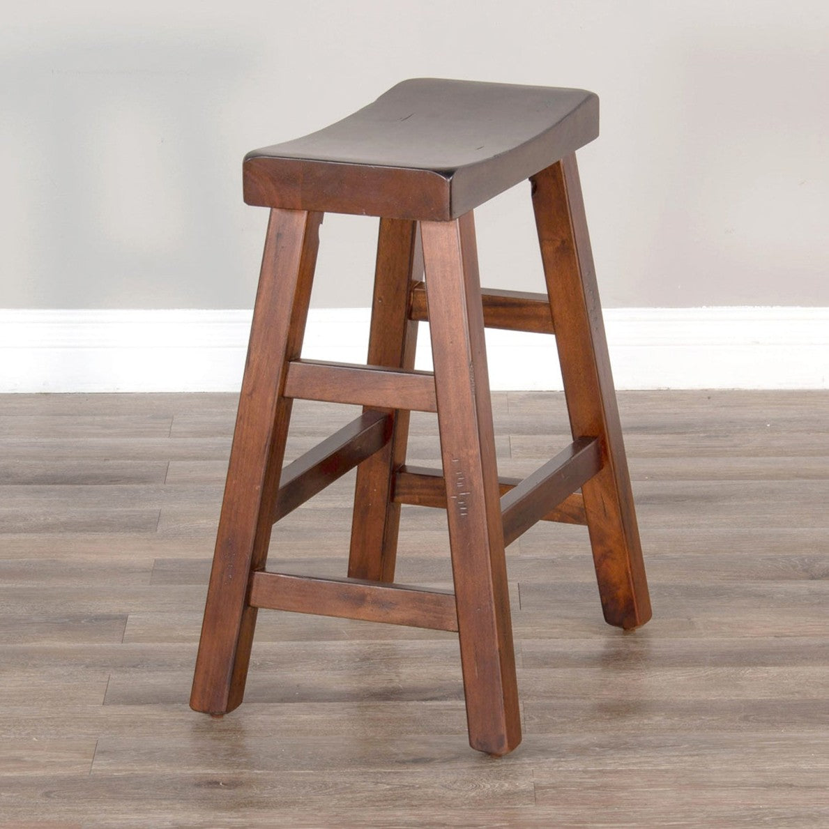 Sunny D Marina Saddle Seat Wooden Counter Stool 2PC