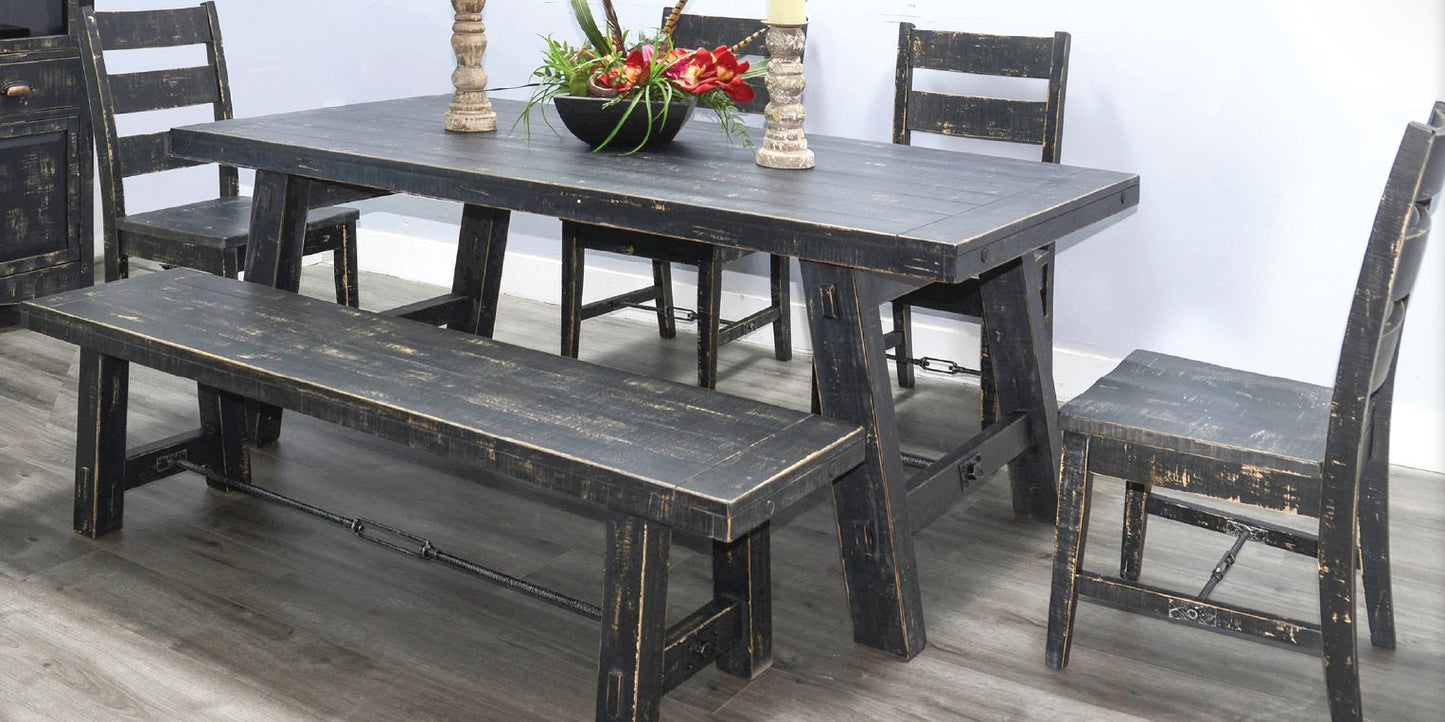 Sunny D Marina Wooden Dining Bench with Turnbuckle