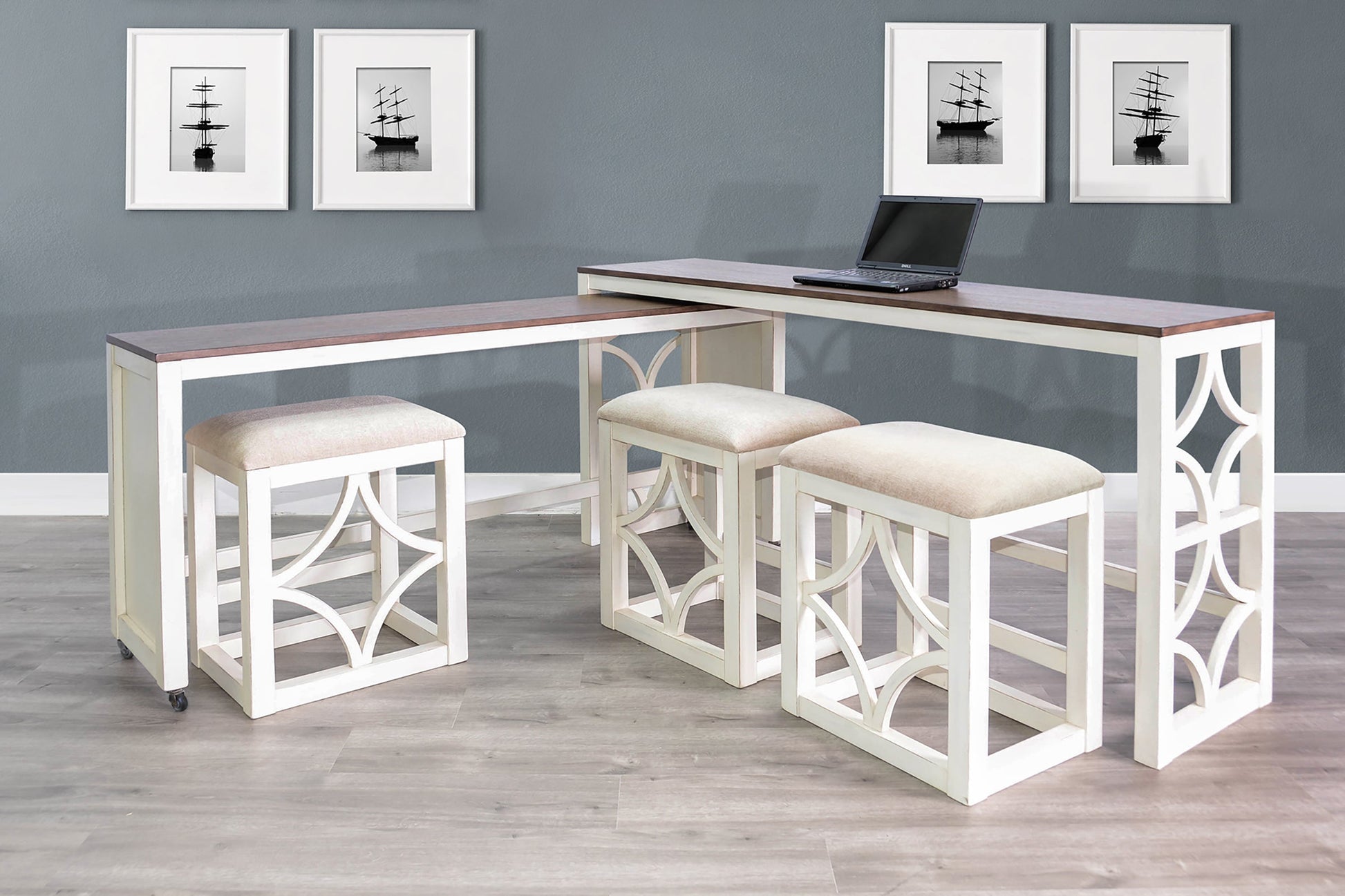 Sunny D Rockwell Nesting Console Table with Stools 5PC