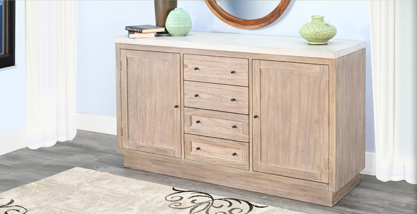 Sunny D Rowan Four Drawers Wood Sideboard