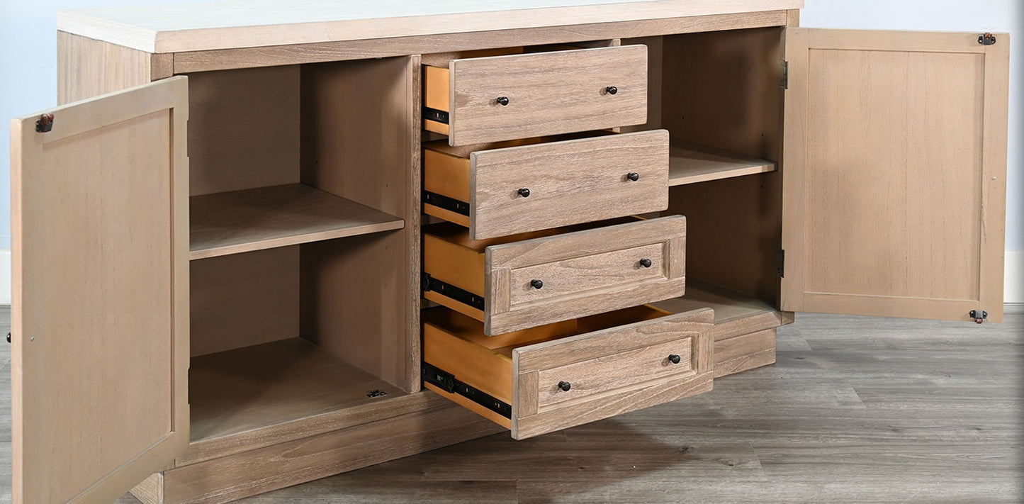 Sunny D Rowan Four Drawers Wood Sideboard
