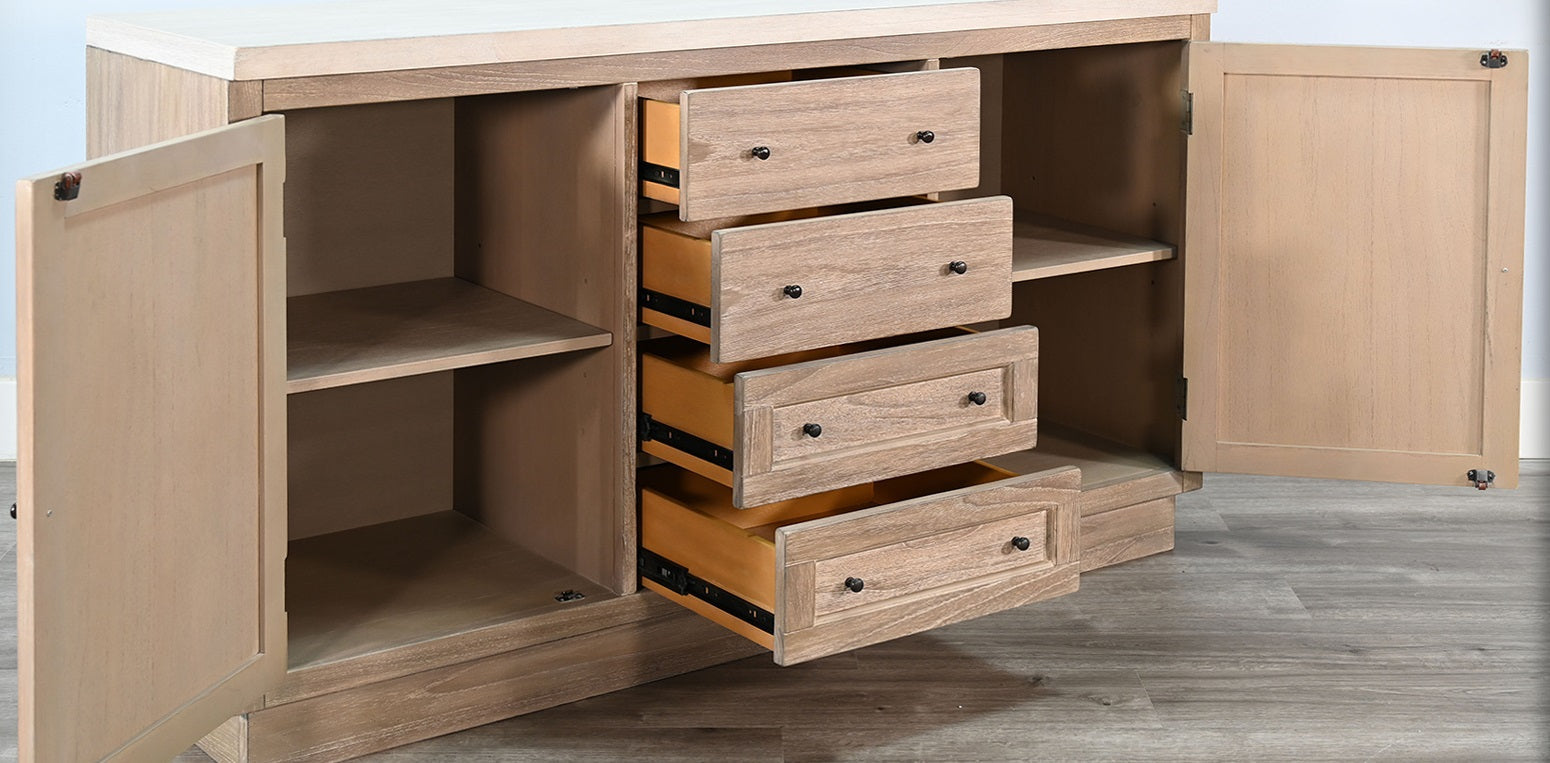 Sunny D Rowan Four Drawers Wood Sideboard