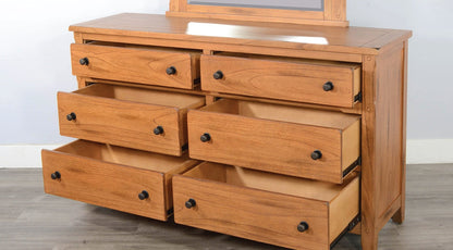 Sunny D Sedona Petite Six Drawers Dresser with Mirror