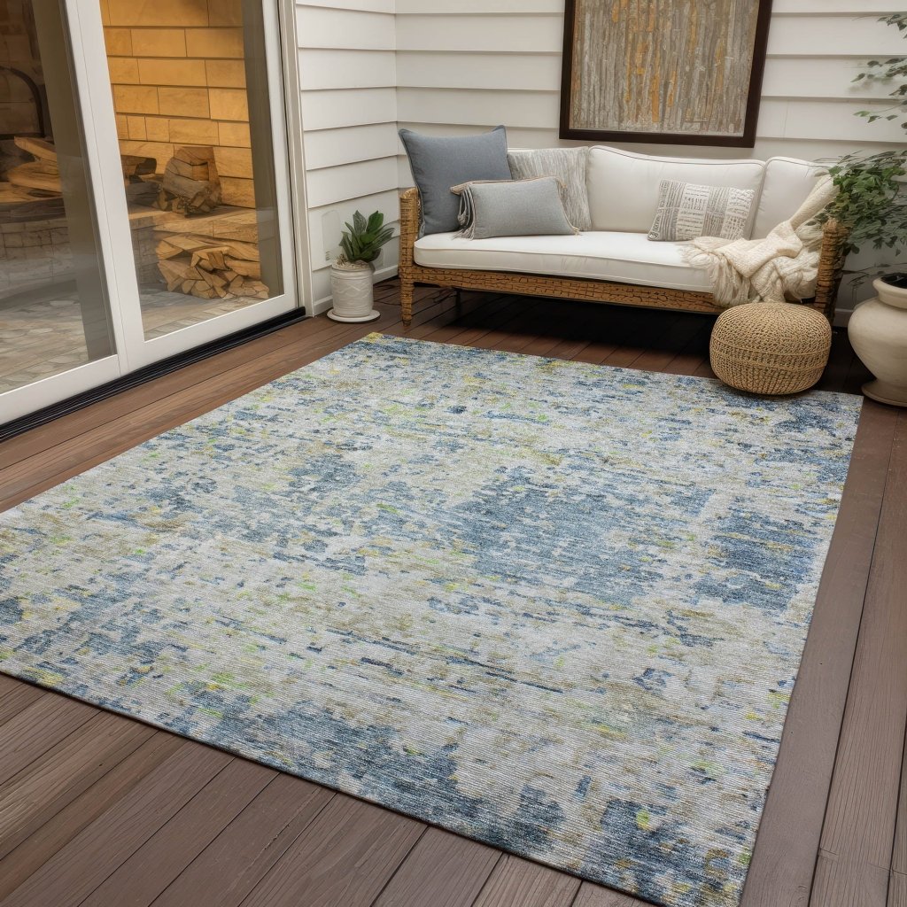 LOOMLAN Rugs Suri Blue Washable Indoor-Outdoor Rug