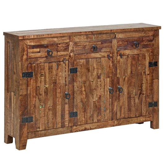 Sustainable Furniture Reclaimed Wood Sideboard with Drawers - Sideboards and Things Brand_LOOMLAN Home, Color_Natural, Features_Repurposed Materials, Features_With Drawers, Finish_Natural, Finish_Rustic, Height_40-50, Legs Material_Wood, Materials_Reclaimed Wood, Materials_Wood, Shelf Material_Wood, Width_60-70, Wood Species_Mango
