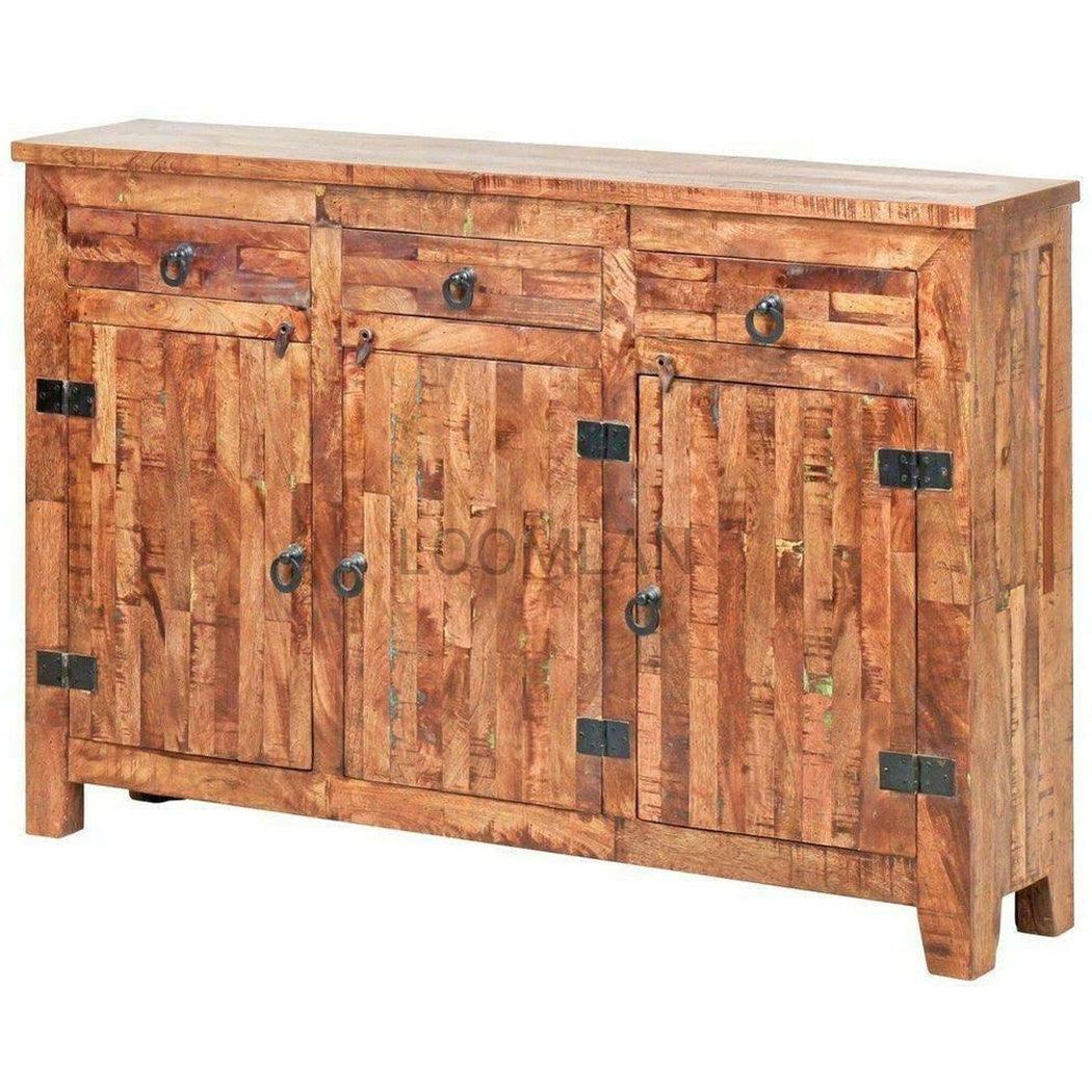Sustainable Furniture Reclaimed Wood Sideboard with Drawers - Sideboards and Things Brand_LOOMLAN Home, Color_Natural, Features_Repurposed Materials, Features_With Drawers, Finish_Natural, Finish_Rustic, Height_40-50, Legs Material_Wood, Materials_Reclaimed Wood, Materials_Wood, Shelf Material_Wood, Width_60-70, Wood Species_Mango