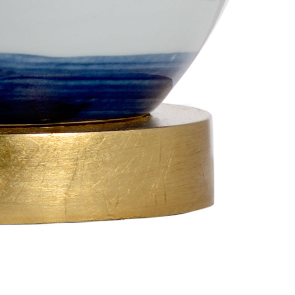 Blue And White Swirl Gold-Tone Finial Table Lamp