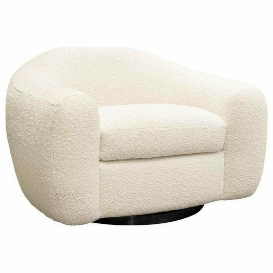 Swivel Chair in Boucle Textured Fabric Contoured Arms & Back - Sideboards and Things Brand_Diamond Sofa, Color_White, Features_Swivel, Game Room, Product Type_Club Chair, Upholstery Type_Boucle, Upholstery Type_Fabric Blend