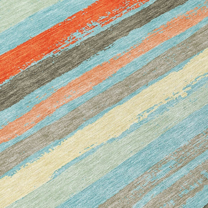 LOOMLAN Rugs Sylira Blue Washable Indoor-Outdoor Rug