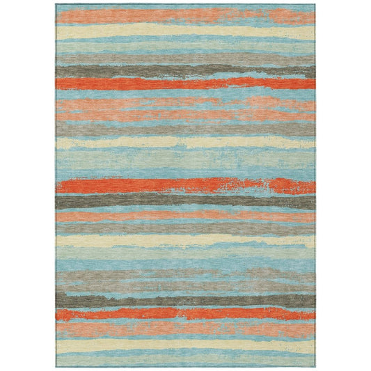 LOOMLAN Rugs Sylira Blue Washable Indoor-Outdoor Rug