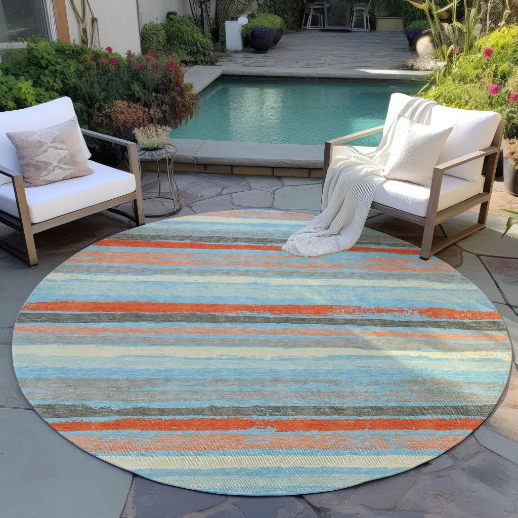 LOOMLAN Rugs Sylira Blue Washable Indoor-Outdoor Rug