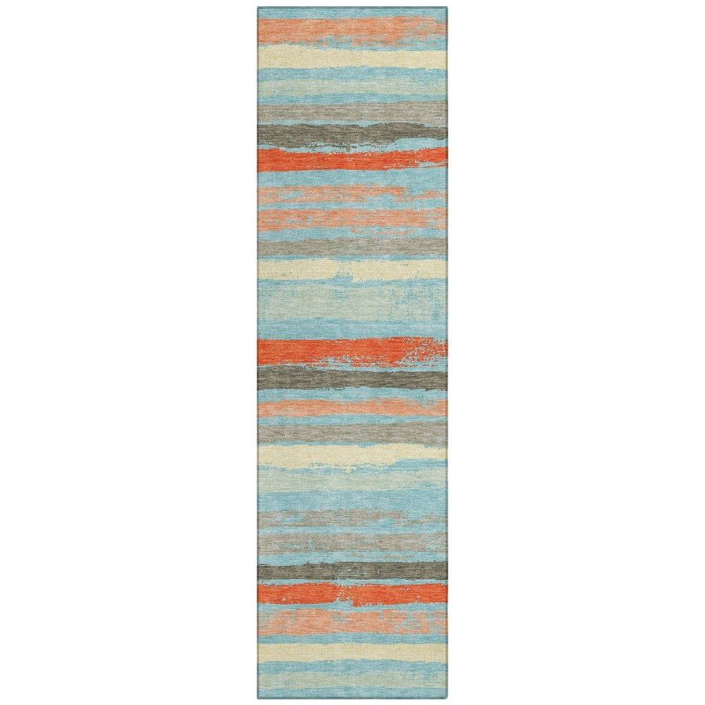 LOOMLAN Rugs Sylira Blue Washable Indoor-Outdoor Rug
