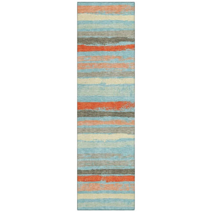 LOOMLAN Rugs Sylira Blue Washable Indoor-Outdoor Rug