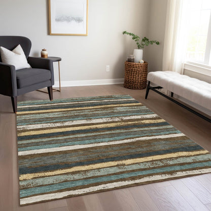 LOOMLAN Rugs Sylira Brown Washable Indoor-Outdoor Rug