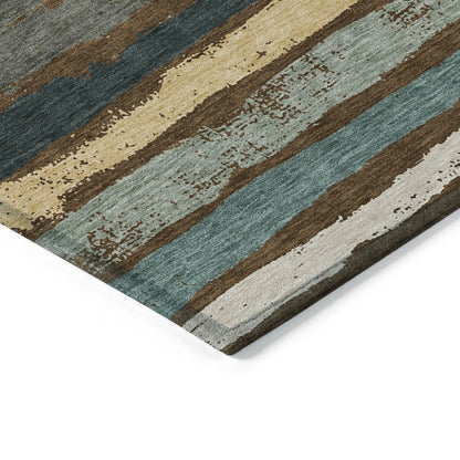 LOOMLAN Rugs Sylira Brown Washable Indoor-Outdoor Rug