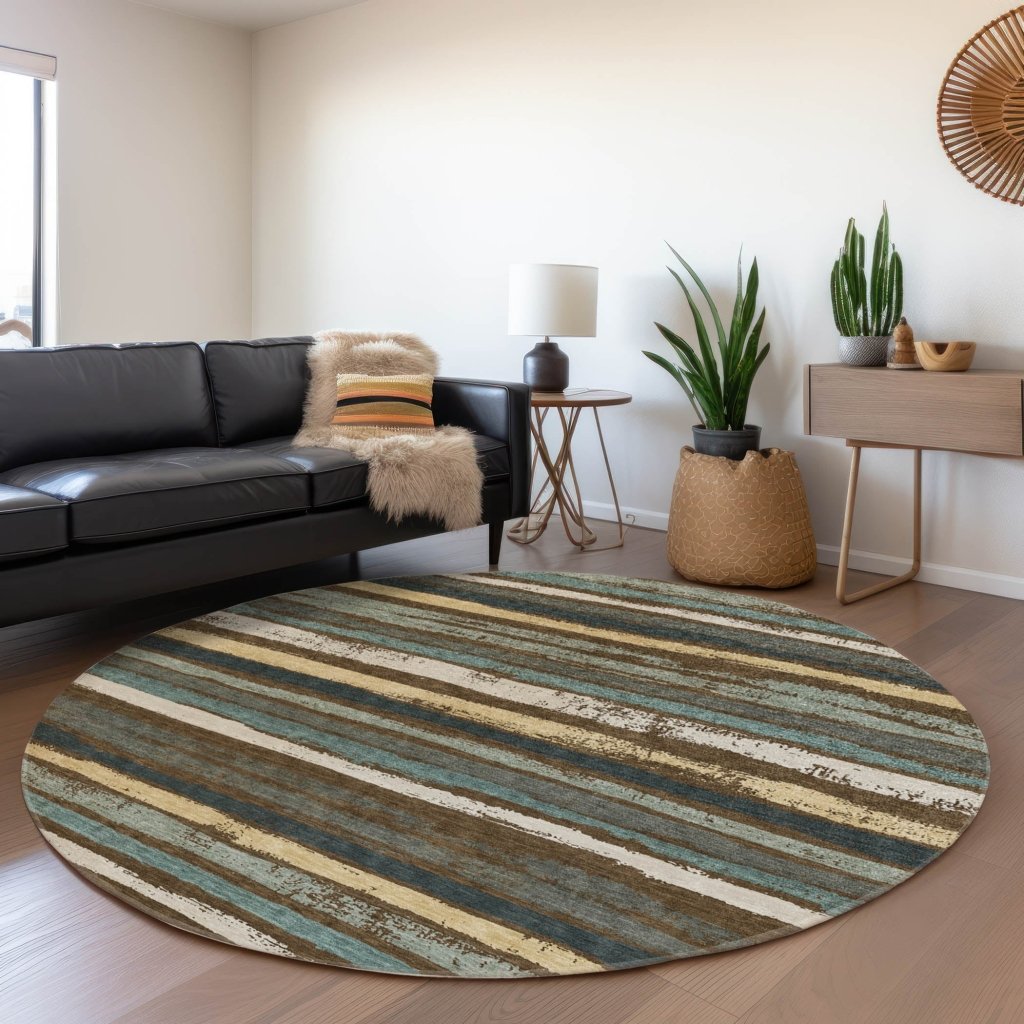 LOOMLAN Rugs Sylira Brown Washable Indoor-Outdoor Rug