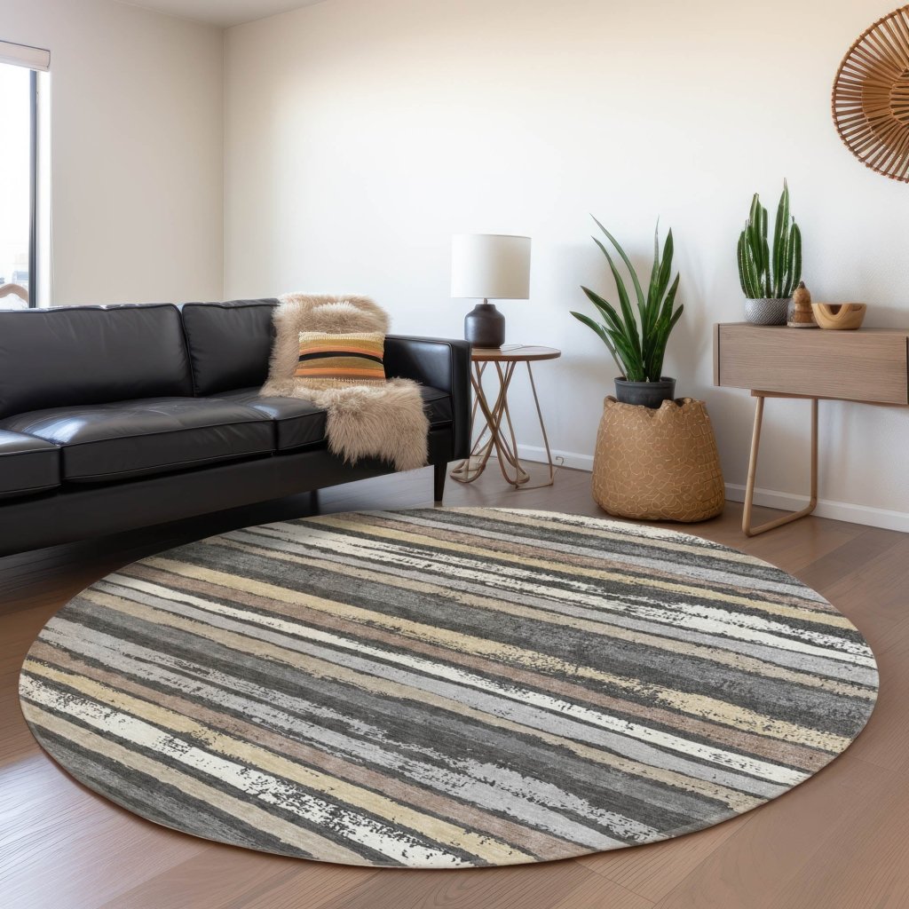 LOOMLAN Rugs Sylira Charcoal Washable Indoor-Outdoor Rug