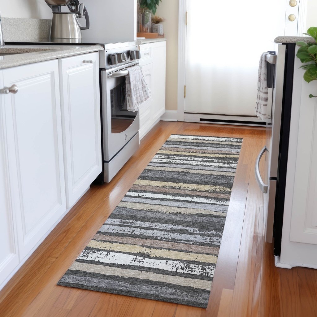 LOOMLAN Rugs Sylira Charcoal Washable Indoor-Outdoor Rug