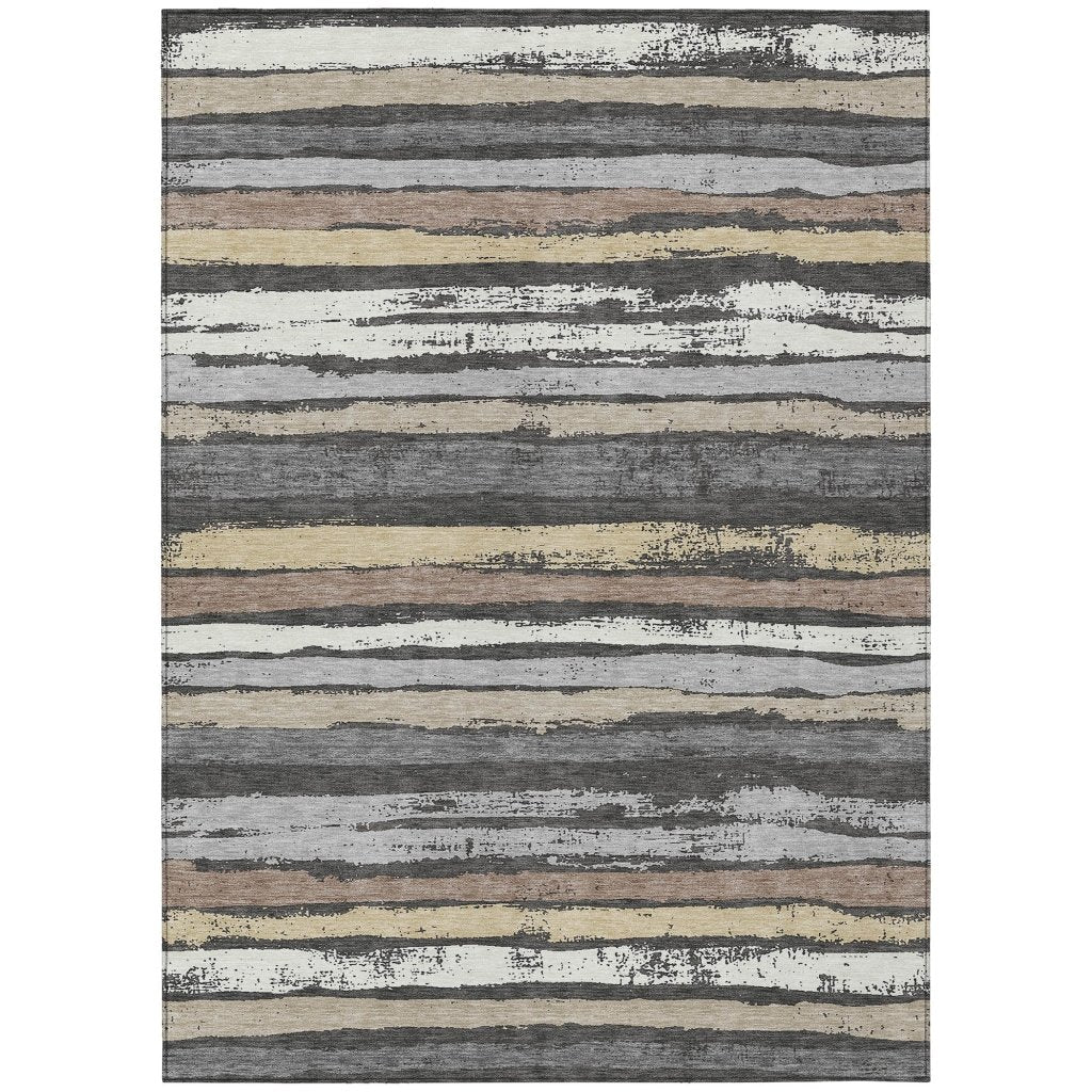 LOOMLAN Rugs Sylira Charcoal Washable Indoor-Outdoor Rug
