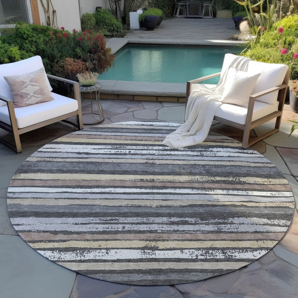 LOOMLAN Rugs Sylira Charcoal Washable Indoor-Outdoor Rug