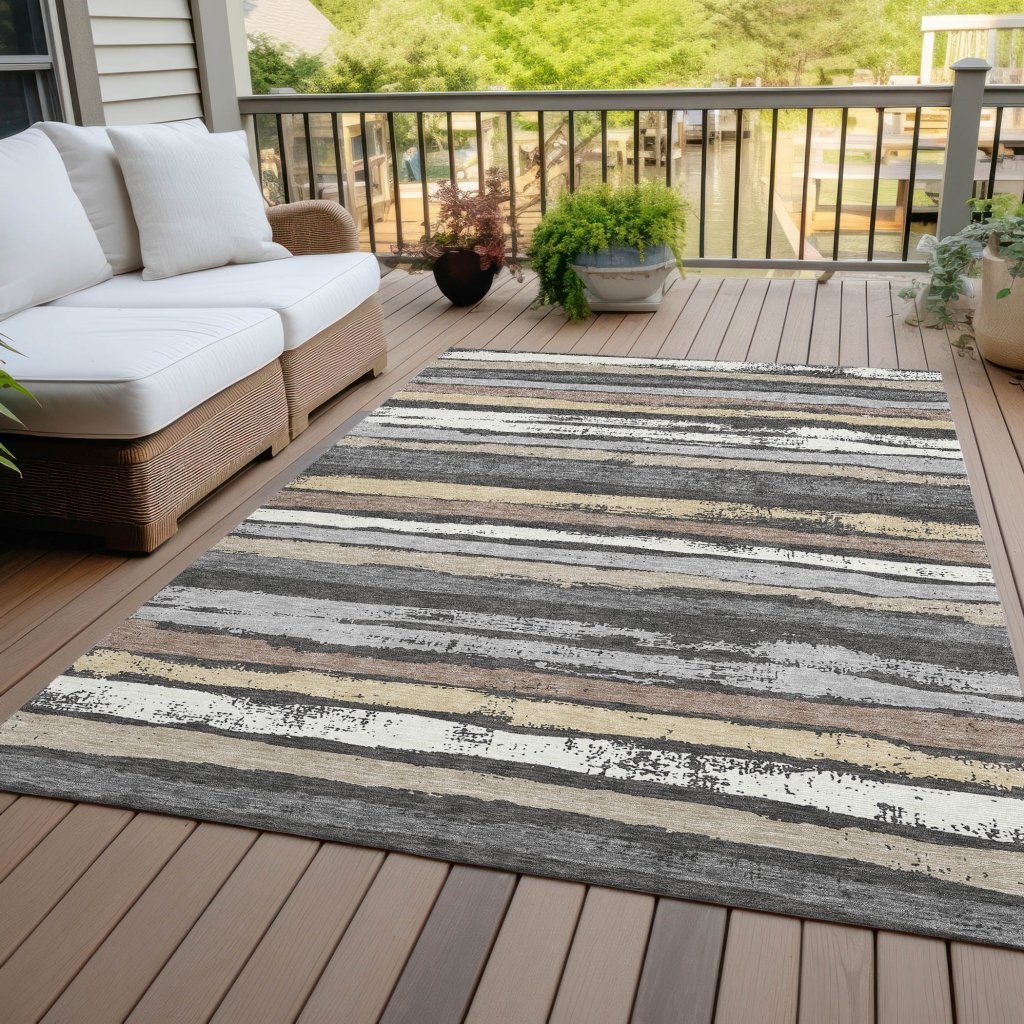 LOOMLAN Rugs Sylira Charcoal Washable Indoor-Outdoor Rug