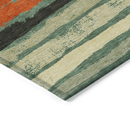 LOOMLAN Rugs Sylira Green Washable Indoor-Outdoor Rug