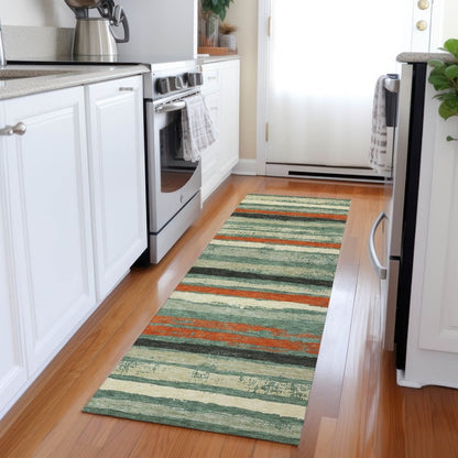 LOOMLAN Rugs Sylira Green Washable Indoor-Outdoor Rug