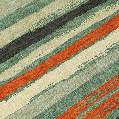 LOOMLAN Rugs Sylira Green Washable Indoor-Outdoor Rug