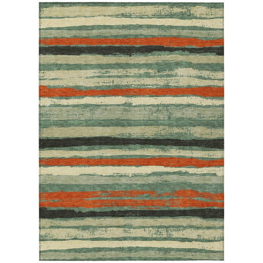 LOOMLAN Rugs Sylira Green Washable Indoor-Outdoor Rug