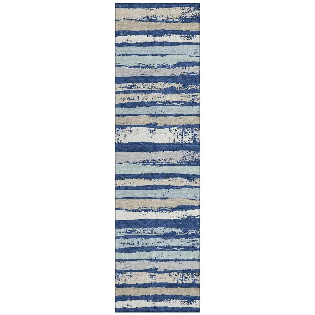 LOOMLAN Rugs Sylira Navy Washable Indoor-Outdoor Rug